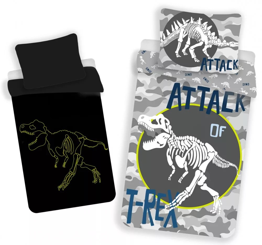 Šviečiantis patalynės komplektas Dinozauras