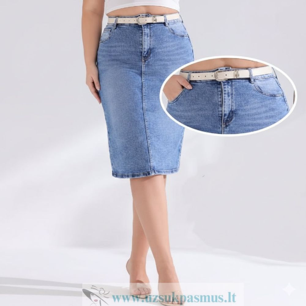 Džinsiniai midi sijonai apkūnioms Moon Girl