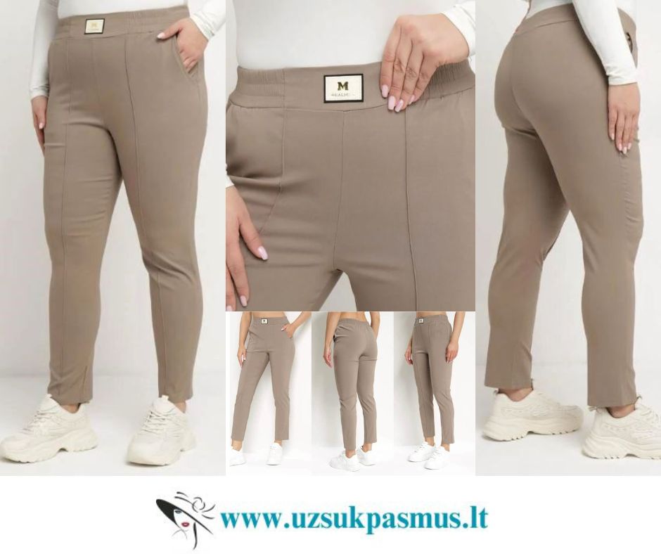 Labai tamprios didelių dydžių moteriškos kelnės su guma